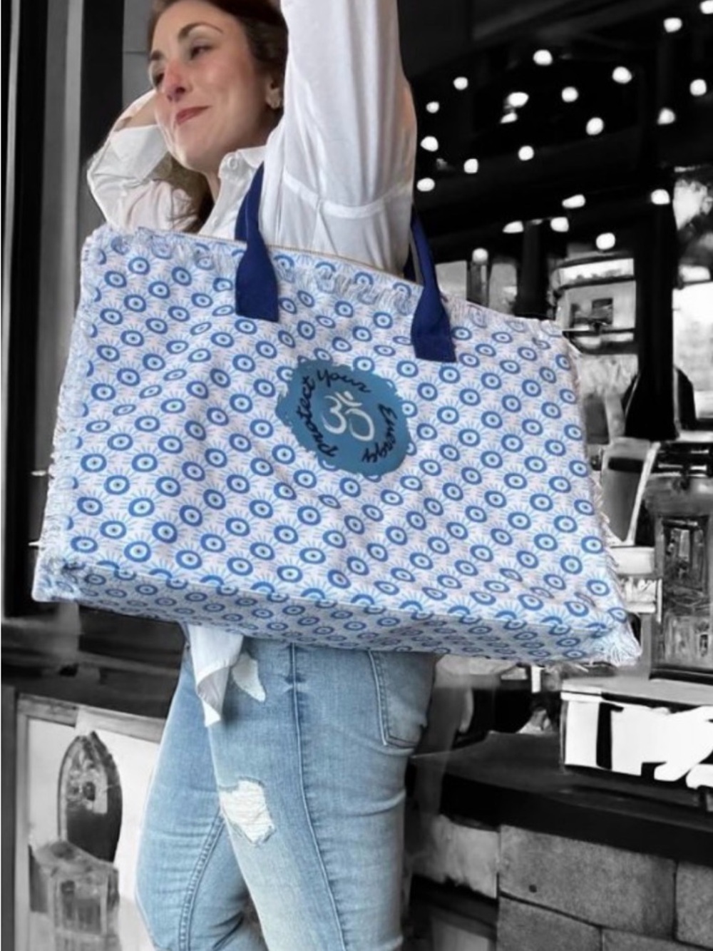 Om Symbol Canvas Shoulder Bag evil eyes protection yoga limited edition sold out